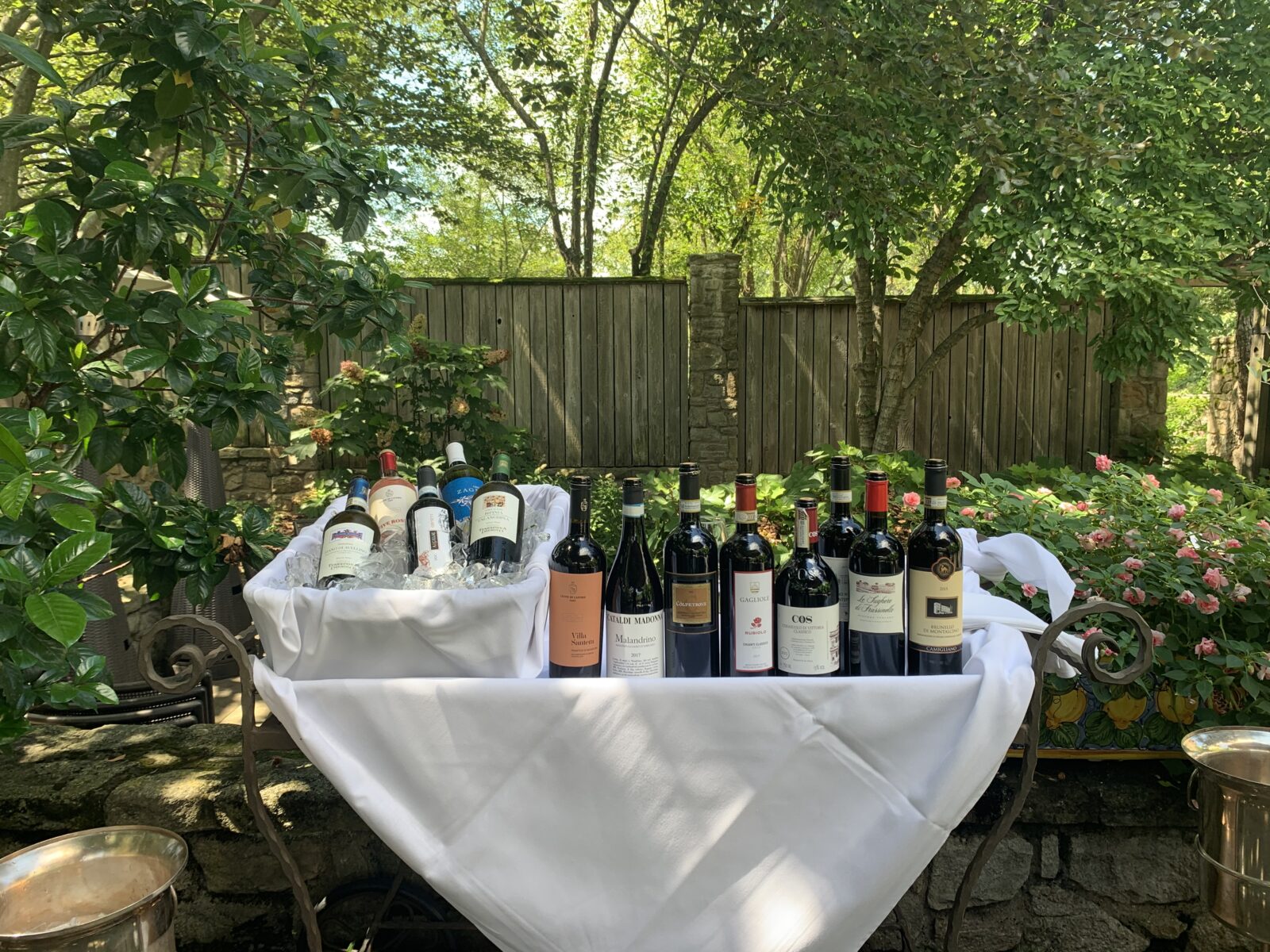 Wines on table
