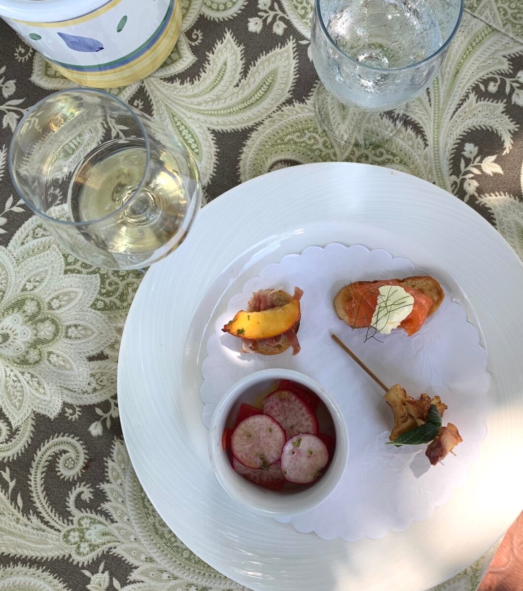 Wine glass and appetizer plate