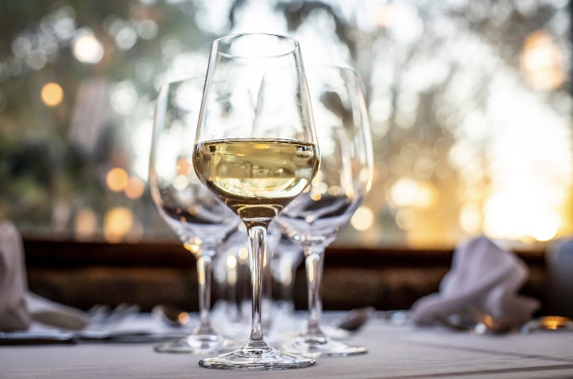 wine glasses and sunset